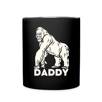 Papa Gorilla Beschützender Vater - Tasse einfarbig - Schwarz - Vorne