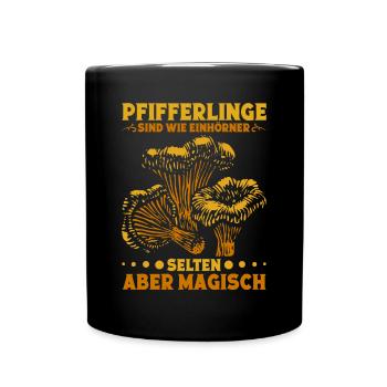 Pilzjäger Pfiferling Pilze Pfifferlingsammler - Tasse einfarbig - Schwarz - Vorne