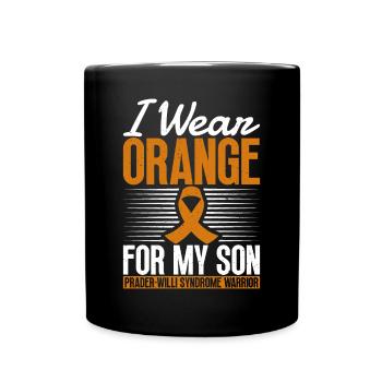 Je porte de l’orange pour mon fils - - Mug uni - noir - Devant