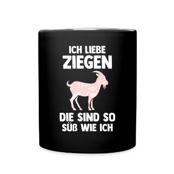 Bauernhof Landwirt Bauer Ziegen - Tasse einfarbig - Schwarz - Vorne