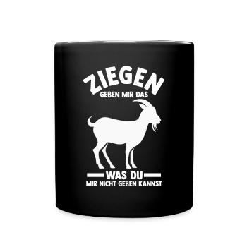Bauernhof Landwirt Bauer Ziegen - Tasse einfarbig - Schwarz - Vorne