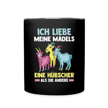 Bauernhof Landwirt Bauer Ziegen - Tasse einfarbig - Schwarz - Vorne
