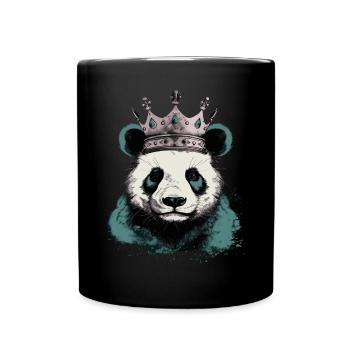 Panda With Crown - Full Colour Mug - black - Front