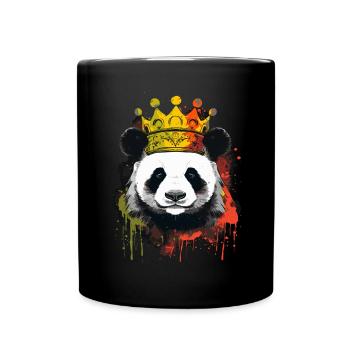 Panda With Crown - Full Colour Mug - black - Front