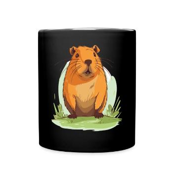 Capybara in Nature Wasserschwein - Tasse einfarbig - Schwarz - Vorne