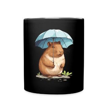 Capybara in Nature Wasserschwein - Tasse einfarbig - Schwarz - Vorne