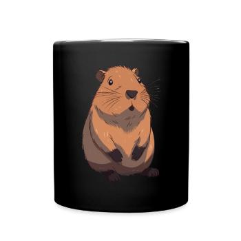Capybara in Nature Wasserschwein - Tasse einfarbig - Schwarz - Vorne