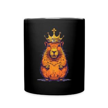 Capybara avec capybara couronne - Mug uni - noir - Devant