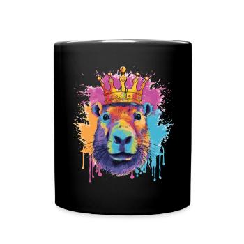 Capybara avec capybara couronne - Mug uni - noir - Devant