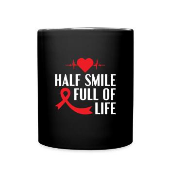 Demi-sourire plein de vie - AVC - Mug uni - noir - Devant
