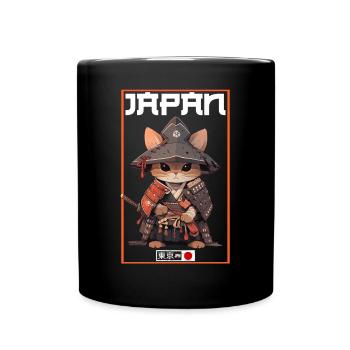 Asia Cat Japanese Samurai Samurai - Full Colour Mug - black - Front