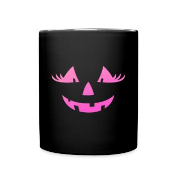 Citrouille rose mignonne Jack O Lanterne Halloween - Mug uni - noir - Devant