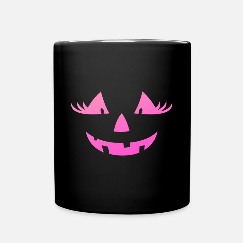 Cute Pink Pumpkin Jack O Lantern Halloween - Full Colour Mug - black