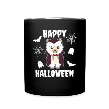 Alpaca Happy Halloween Cute Vampire Costume - Full Colour Mug - black - Front