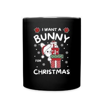 Ich will ein Hase zu Weihnachten süße Hasen - Tasse einfarbig - Schwarz - Vorne