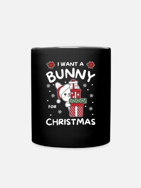 Ich will ein Hase zu Weihnachten süße Hasen - Tasse einfarbig - Schwarz