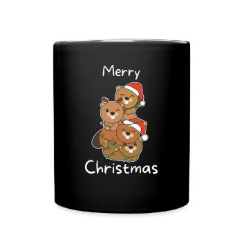 Castor Arbre de Noël Animaux de Noël Castor - Mug uni - noir - Devant