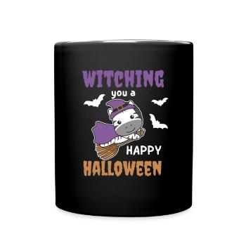 Zebra Hexe Witching you a Happy Halloween - Tasse einfarbig - Schwarz - Vorne