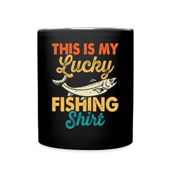 Angeln Angler Fischen - Tasse einfarbig - Schwarz - Vorne
