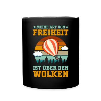 Ballonfahrer Gasballon Ballonflug Heißluftballon - Tasse einfarbig - Schwarz - Vorne