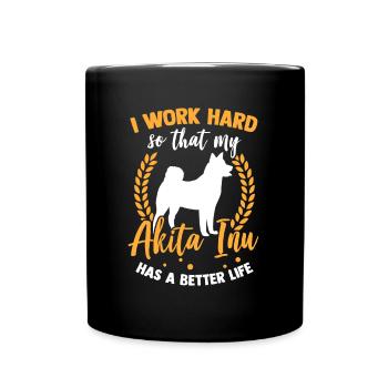 Travailler pour mon Akita Inu japonais Akita - Mug uni - noir - Devant