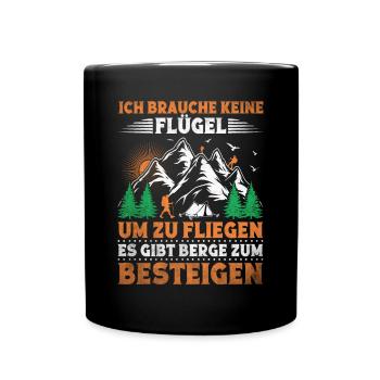 Bergen Wanderer Wanderausflug Wandern - Tasse einfarbig - Schwarz - Vorne