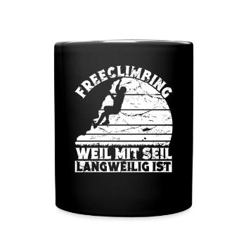 Boulderer Klettern Bouldern Kletterhalle - Tasse einfarbig - Schwarz - Vorne