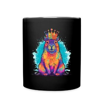 Capybara avec capybara couronne - Mug uni - noir - Devant