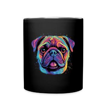 Mops Geschenk - Tasse einfarbig - Schwarz - Vorne