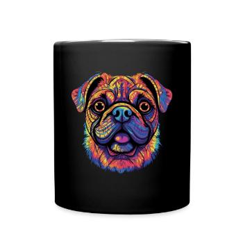 Mops Geschenk - Tasse einfarbig - Schwarz - Vorne