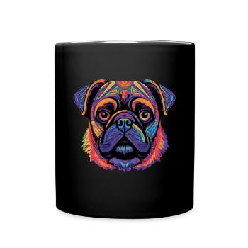 Mops Geschenk - Tasse einfarbig - Schwarz - Vorne