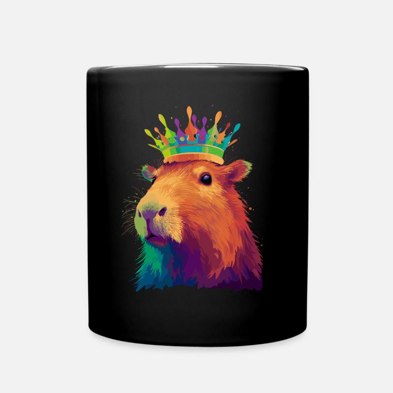 Capybara avec capybara couronne - Mug uni - noir