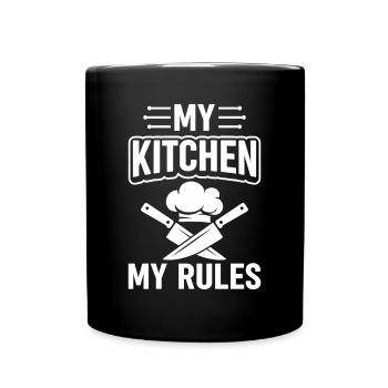 My Kitchen My Rules Cooking Hat And Knives Restaur - Tasse einfarbig - Schwarz - Vorne