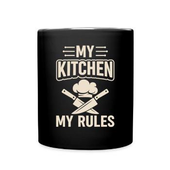 My Kitchen My Rules Cooking Hat And Knives Chef Ki - Tasse einfarbig - Schwarz - Vorne
