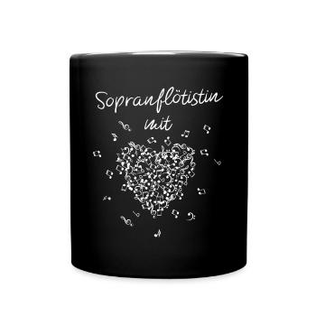 Sopranflötistin mit Herz Sopranflöte Musiklehrerin - Tasse einfarbig - Schwarz - Vorne
