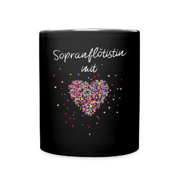 Sopranflötistin mit Herz Sopranflöte Marschkapelle - Tasse einfarbig - Schwarz - Vorne