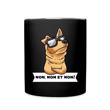 Berger Basque Chien Avec Lunettes De Soleil Têtu - Mug uni - noir - Devant