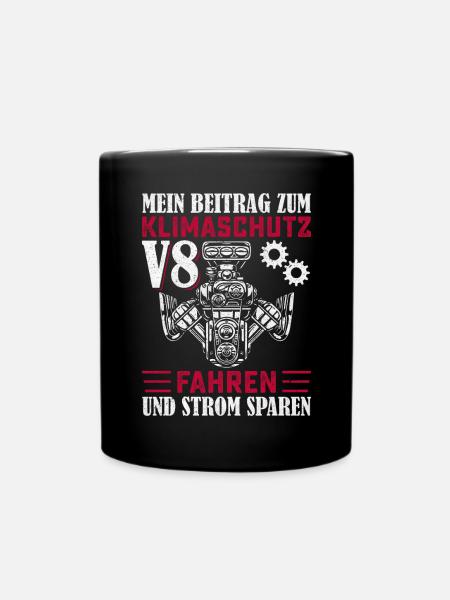 Klimaschutz V8 Fahren Strom Sparen - Tasse einfarbig - Schwarz