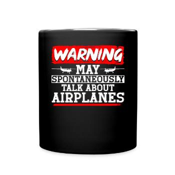Avertissement peut spontanément parler d’avions - Mug uni - noir - Devant