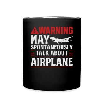 Avertissement peut spontanément parler d’avions - Mug uni - noir - Devant