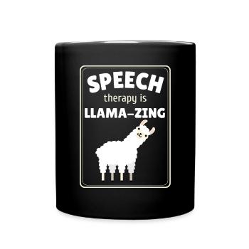 SLP Speech Therapy Llama Speech Language Pathology - Full Colour Mug - black - Front