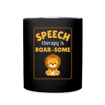 Speech Therapy SLP Lion Speech Language Pathology - Full Colour Mug - black - Front