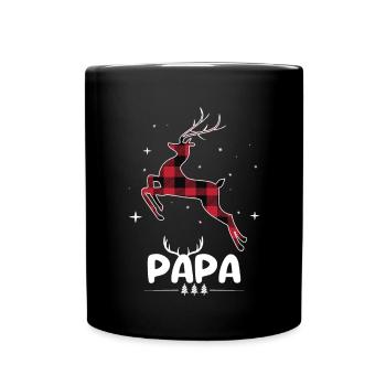Red Plaid Reindeer Papa Christmas Xmas - Full Colour Mug - black - Front