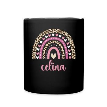 Celina Regenbogen Name Geburtstag Celina - Tasse einfarbig - Schwarz - Vorne