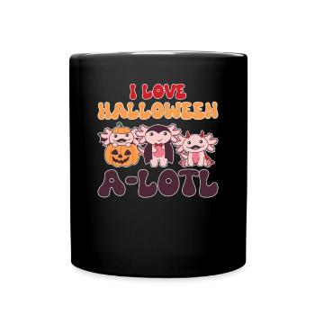 Axolotl Halloween Wortspiel Kürbis Fledermaus - Tasse einfarbig - Schwarz - Vorne