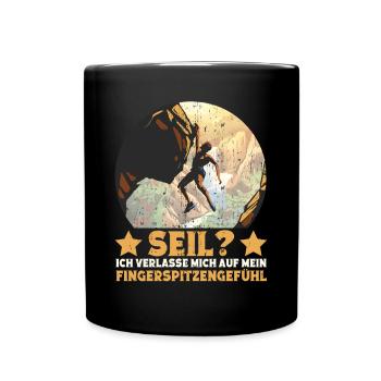Boulderer Bouldern Klettern Freeclimbing - Tasse einfarbig - Schwarz - Vorne