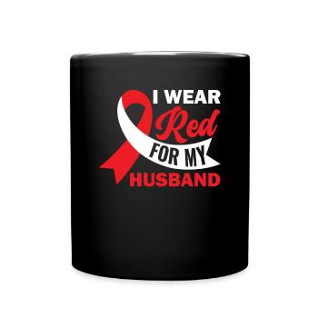 I Wear Red For My Husband - Stroke - Full Colour Mug - black - Front
