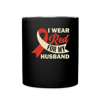 I Wear Red For My Husband - Stroke - Full Colour Mug - black - Front