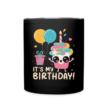 C’est mon anniversaire Cute Cupcake Kawaii - Mug uni - noir - Devant