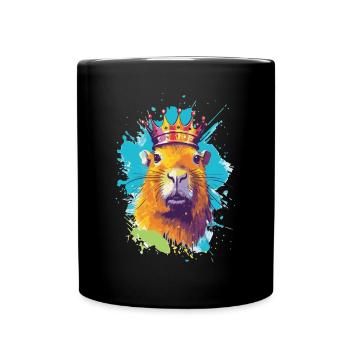 Capybara avec capybara couronne - Mug uni - noir - Devant